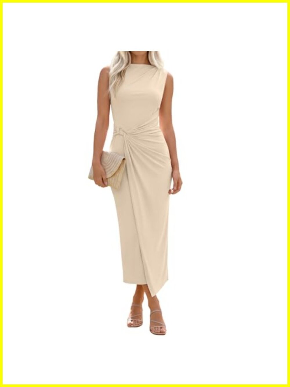 Women's Sleeveless Ruched Bodycon Midi Dress Summer